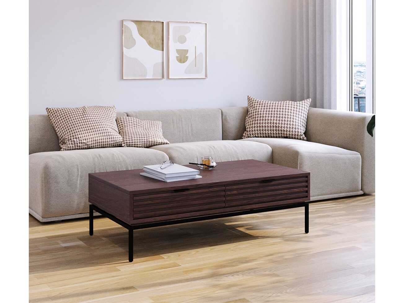 Unique Furniture Bisana Rectangular Wood Brown Coffee Table