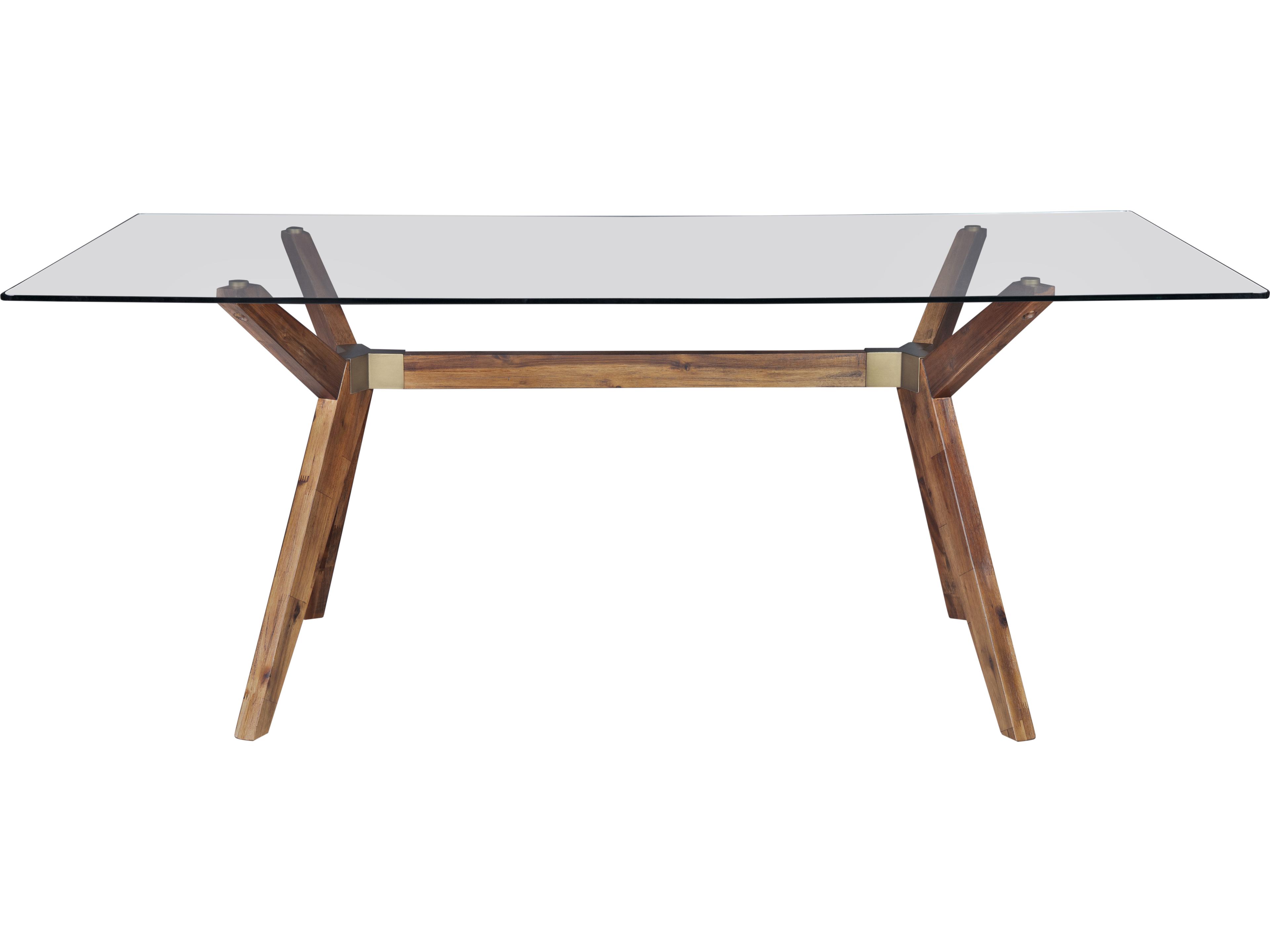 Unique Furniture Denali Rectangular Glass Walnut Dining Table