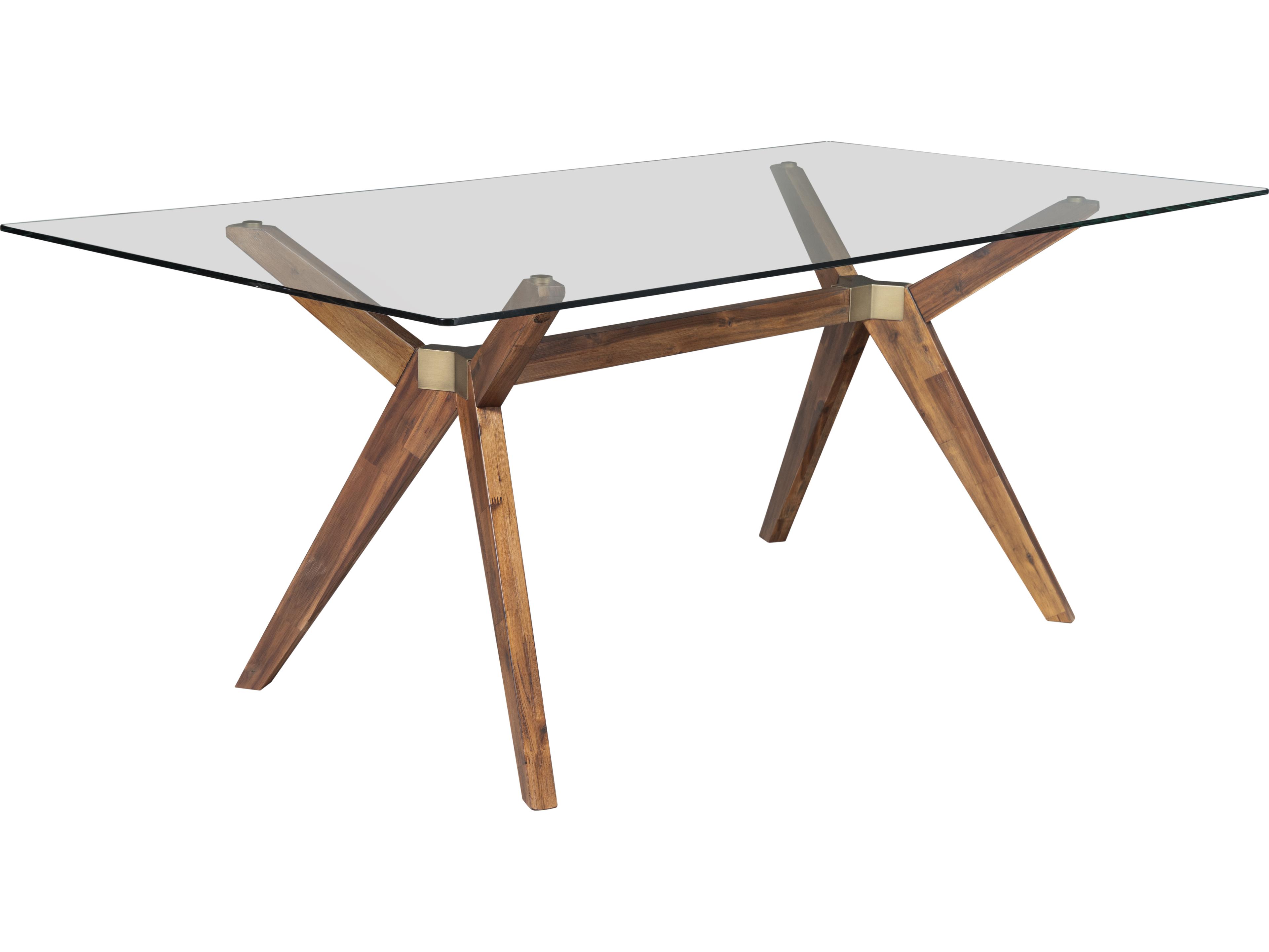 Unique Furniture Denali Rectangular Glass Walnut Dining Table