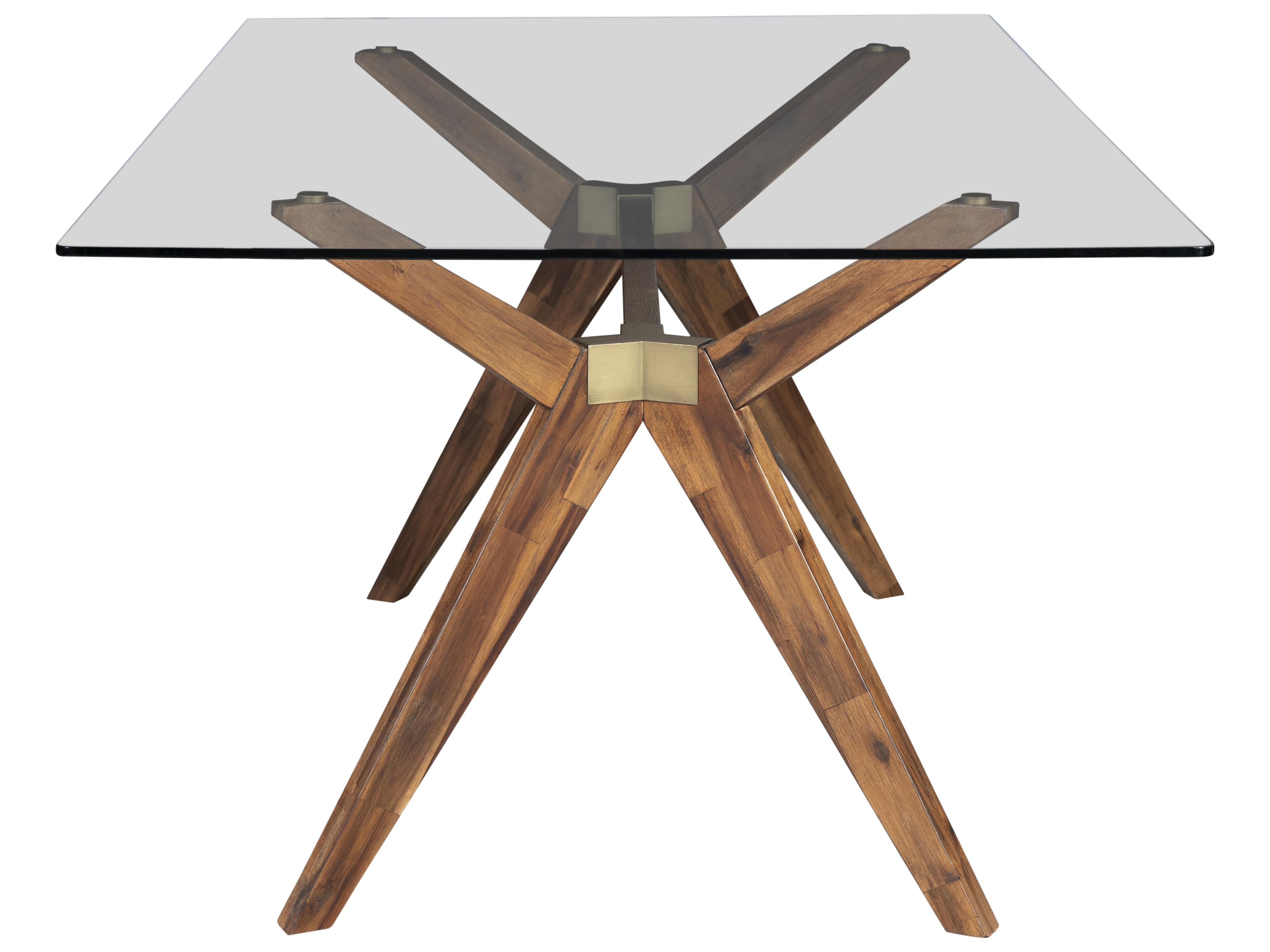 Unique Furniture Denali Rectangular Glass Walnut Dining Table