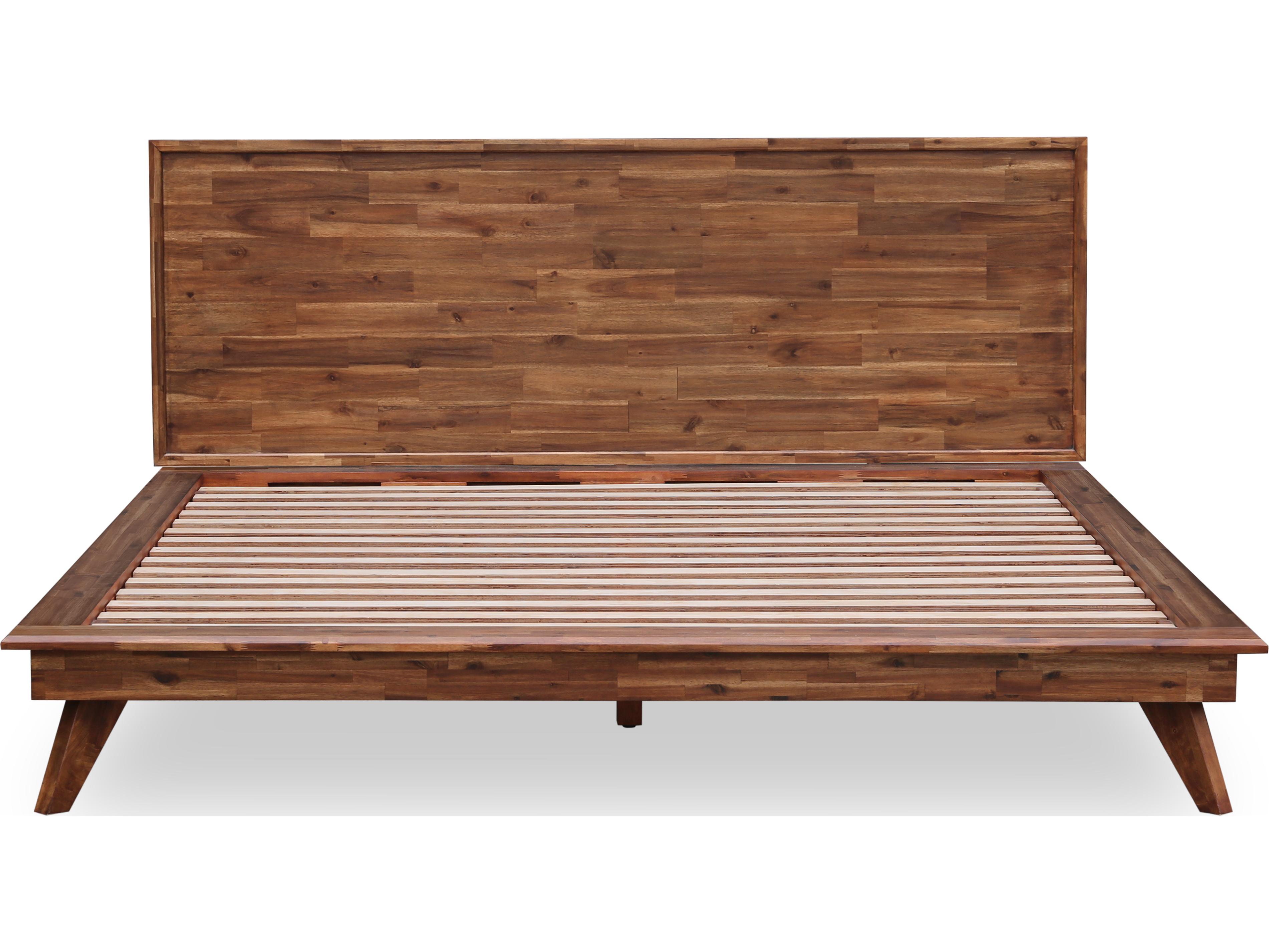 Unique Furniture Denali Walnut Brown Acacia Wood King Platform Bed