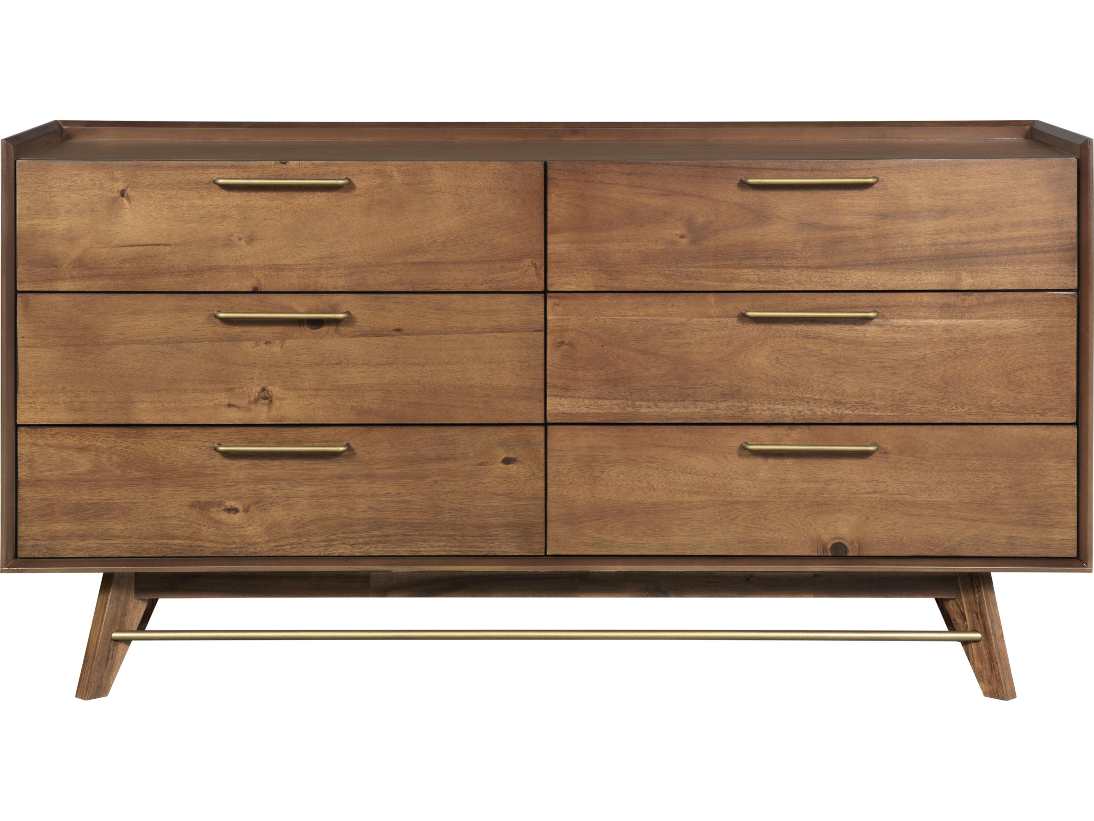 Unique Furniture Denali 6-Drawers Brown Acacia Wood Double Dresser