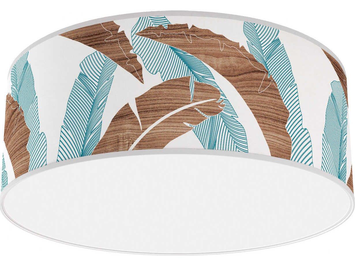 jefdesigns Banana Printed Andrea 1-Light Blue Drum Flush Mount