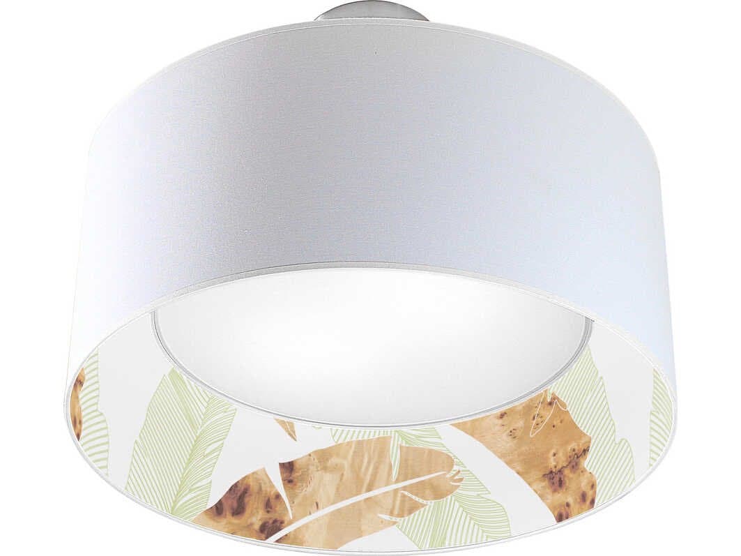 jefdesigns Banana Printed Inny 2-Light Green Drum Flush Mount