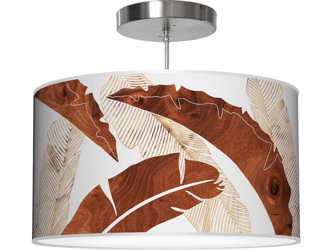 jefdesigns Banana Printed Thao 1-Light Brown Drum Pendant