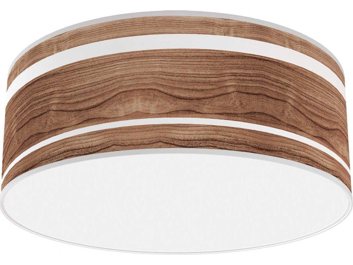 jefdesigns Band Printed Andrea 1-Light Walnut Drum Flush Mount