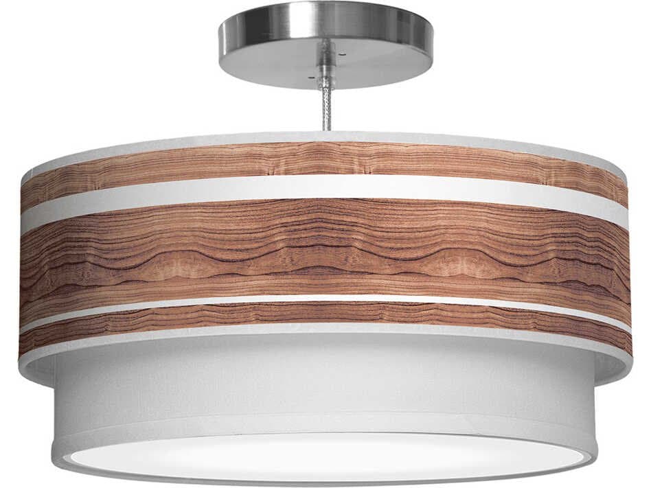 jefdesigns Band Printed Luther 1-Light Walnut Drum Pendant