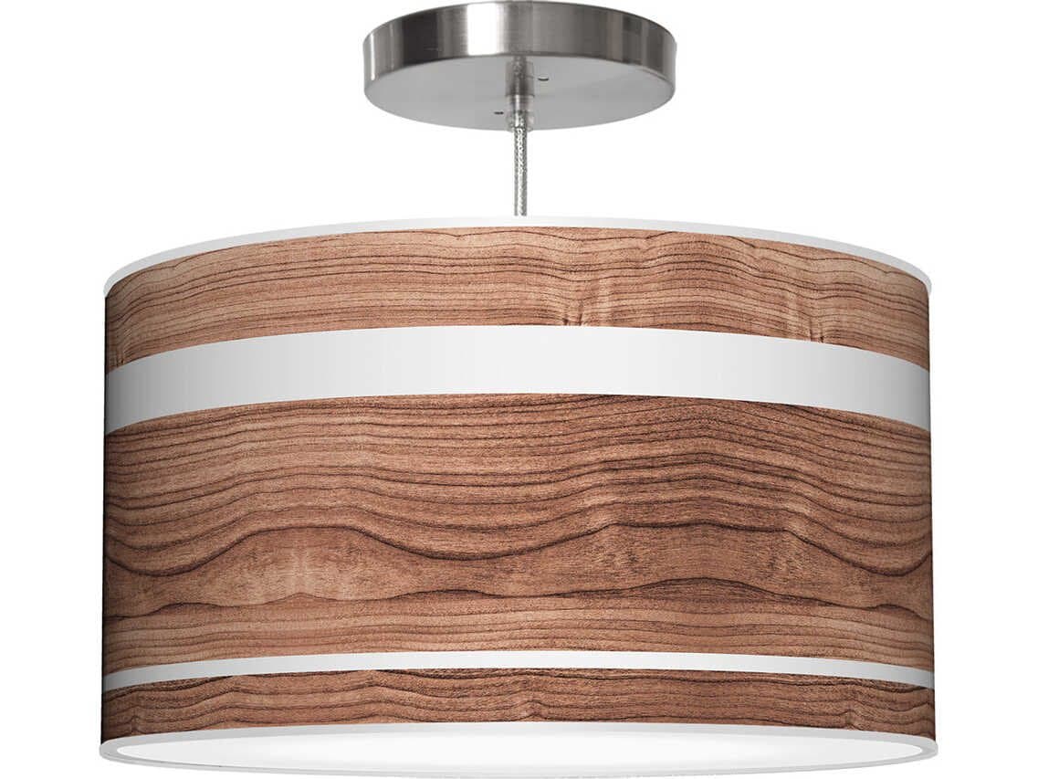 jefdesigns Band Printed Thao 1-Light Walnut Drum Pendant