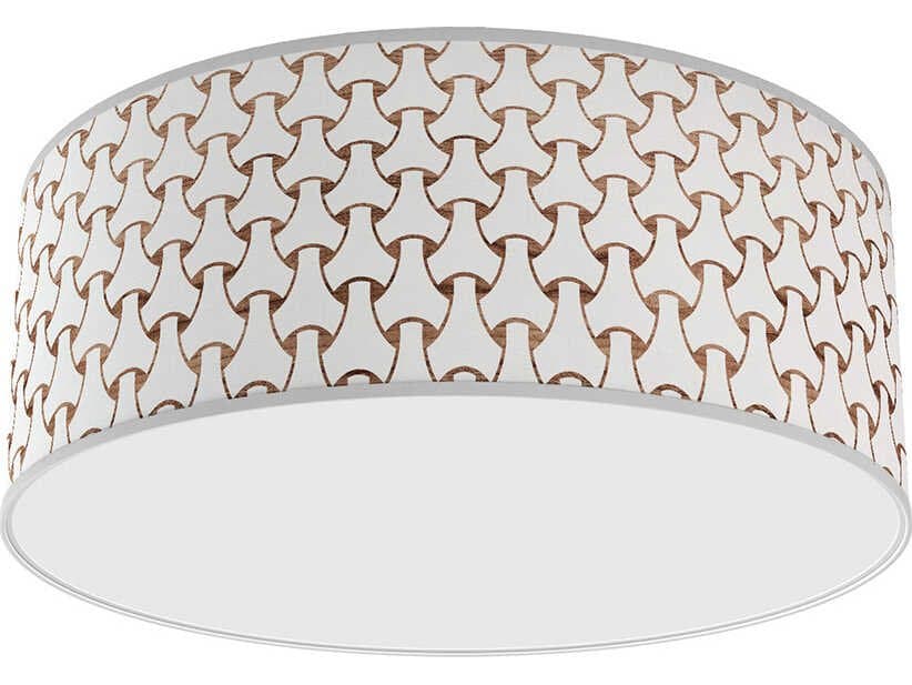 jefdesigns Basket Weave Printed Andrea 1-Light Off White Drum Flush Mount