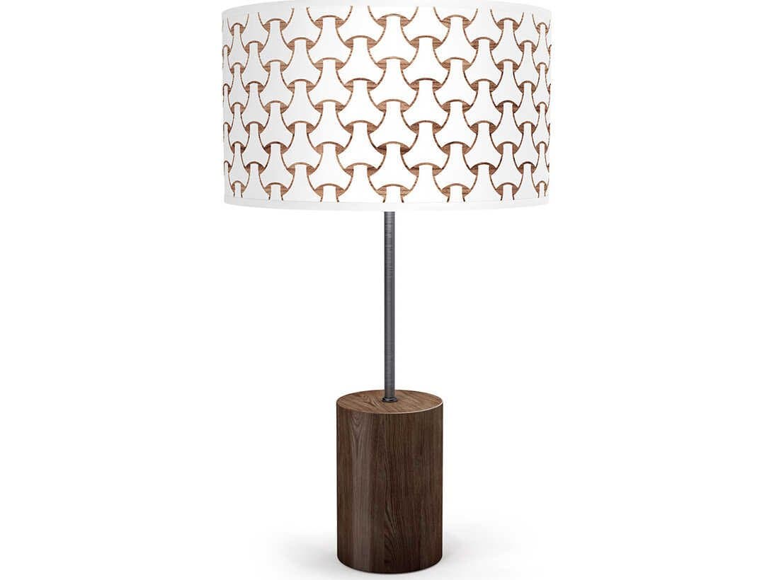 jefdesigns Basket Weave Printed Chuck Brown Buffet Lamp