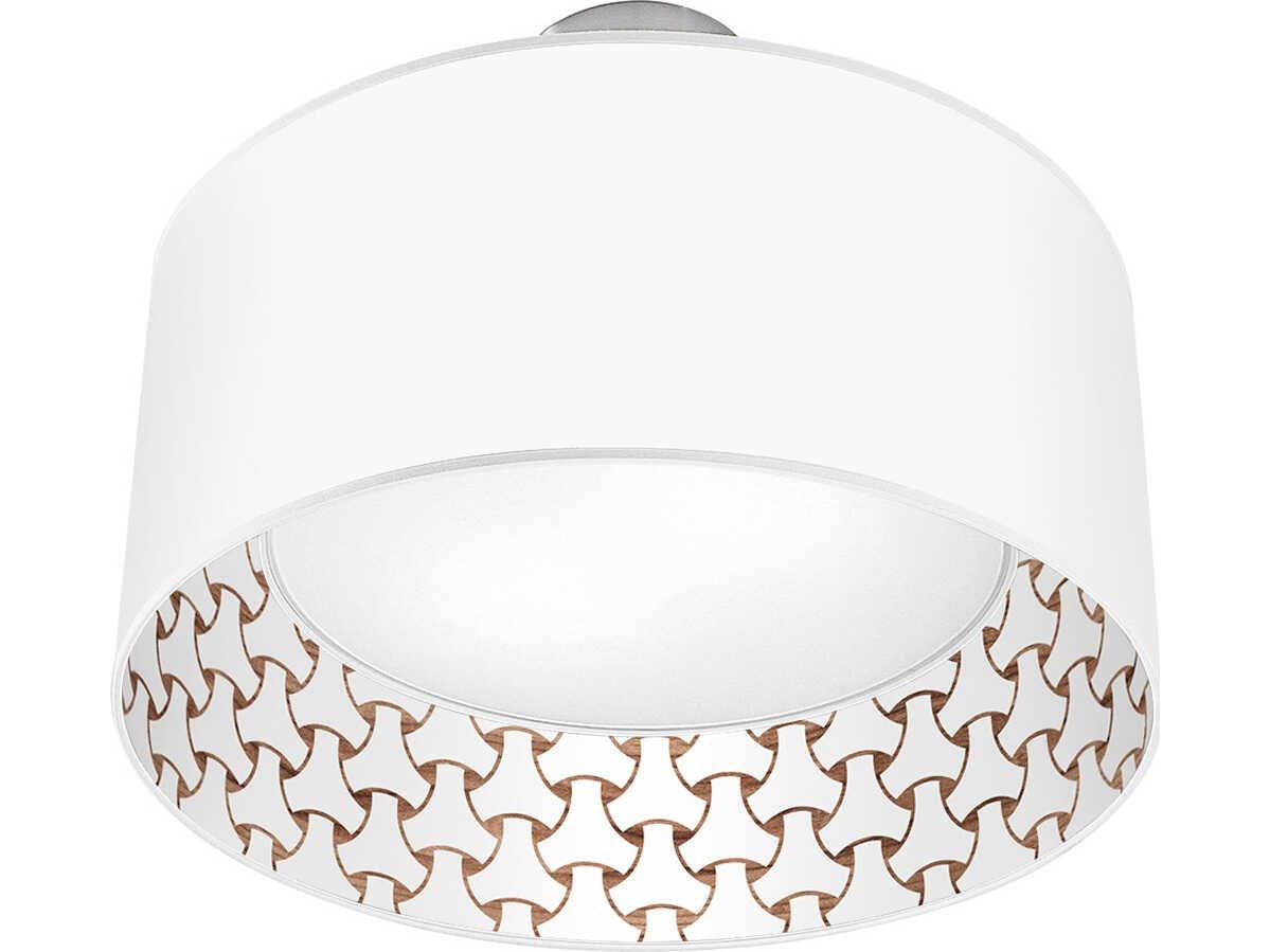 jefdesigns Basket Weave Printed Inny 2-Light Brown Drum Flush Mount