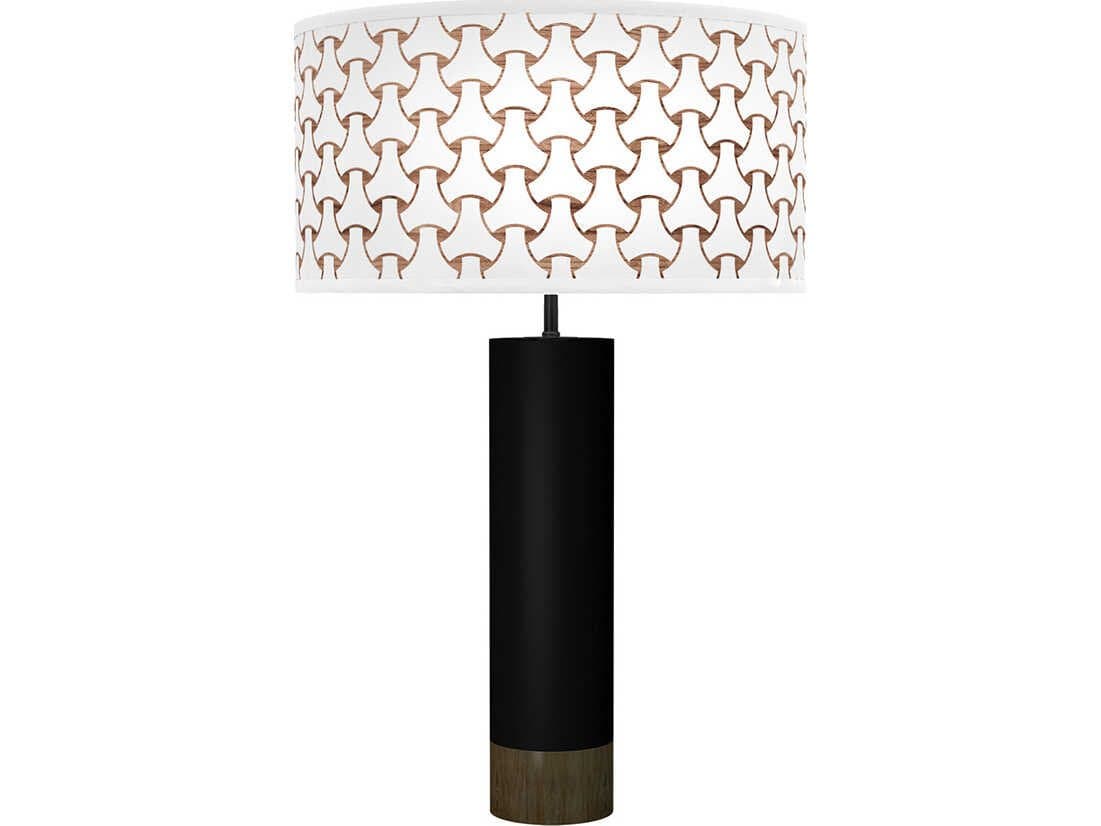 jefdesigns Basket Weave Printed Thad Black Buffet Lamp