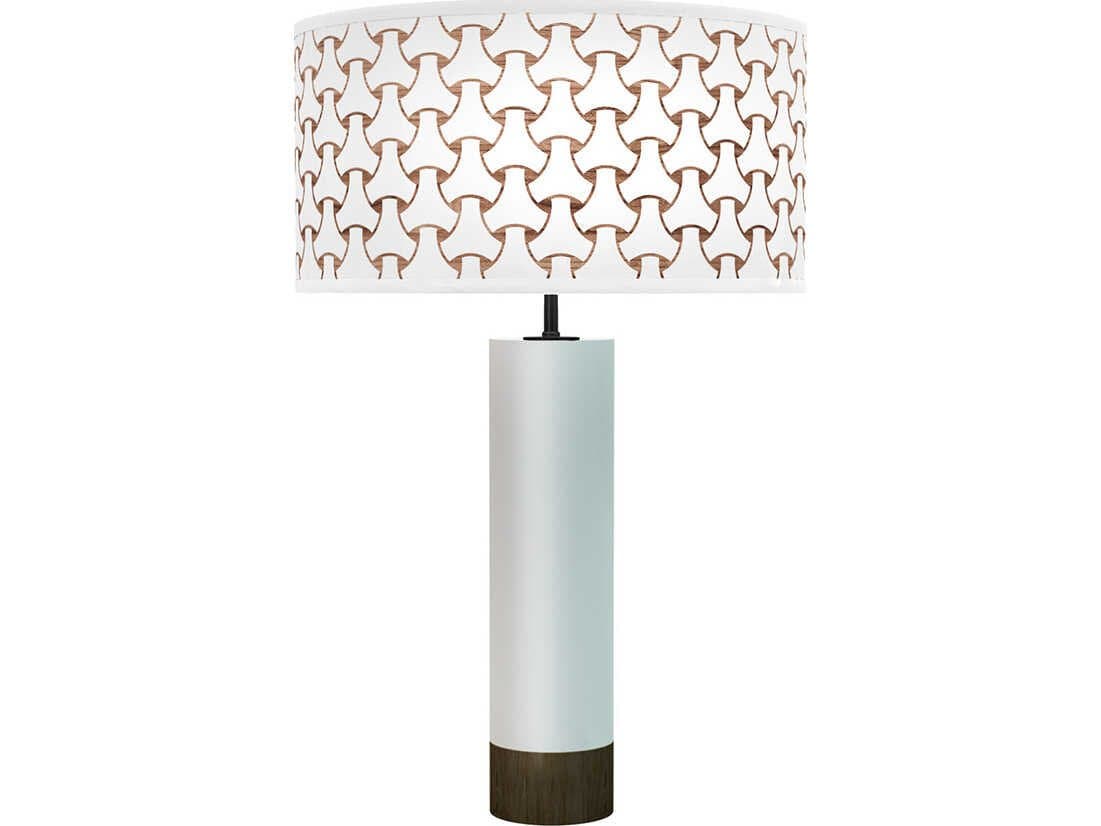 jefdesigns Basket Weave Printed Thad White Buffet Lamp