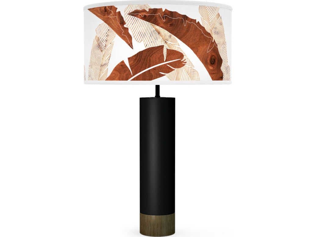 jefdesigns Banana Printed Thad Black Buffet Lamp