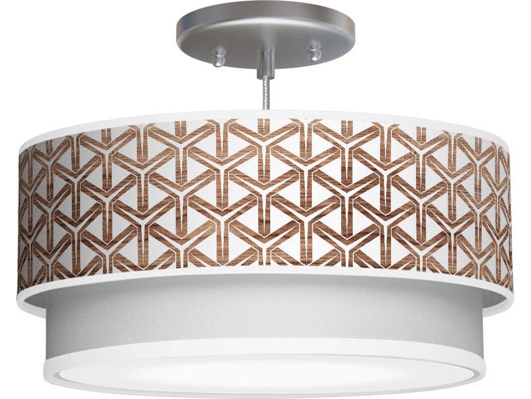 jefdesigns Cubist Printed Luther 1-Light Brown Drum Tiered Mini Pendant