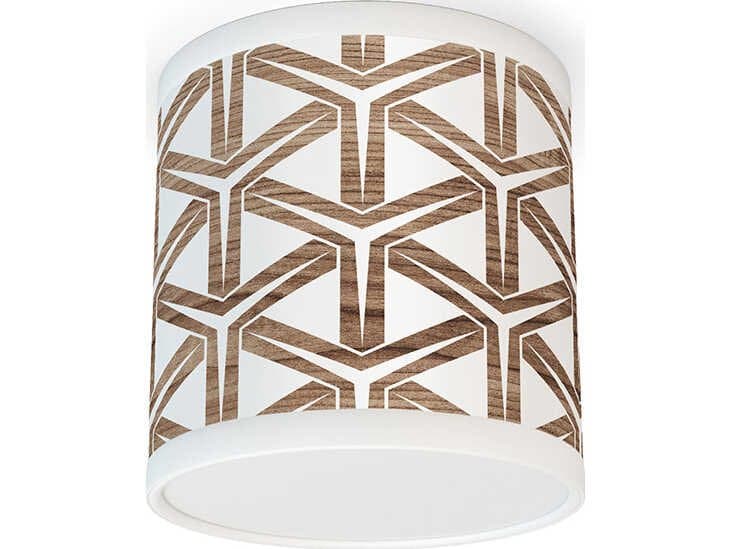 jefdesigns Cubist Printed Reed 1-Light Brown Drum Flush Mount