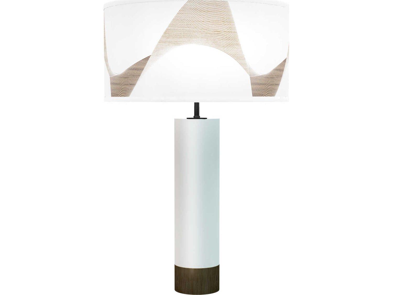 jefdesigns Wave Printed Thad White Buffet Lamp