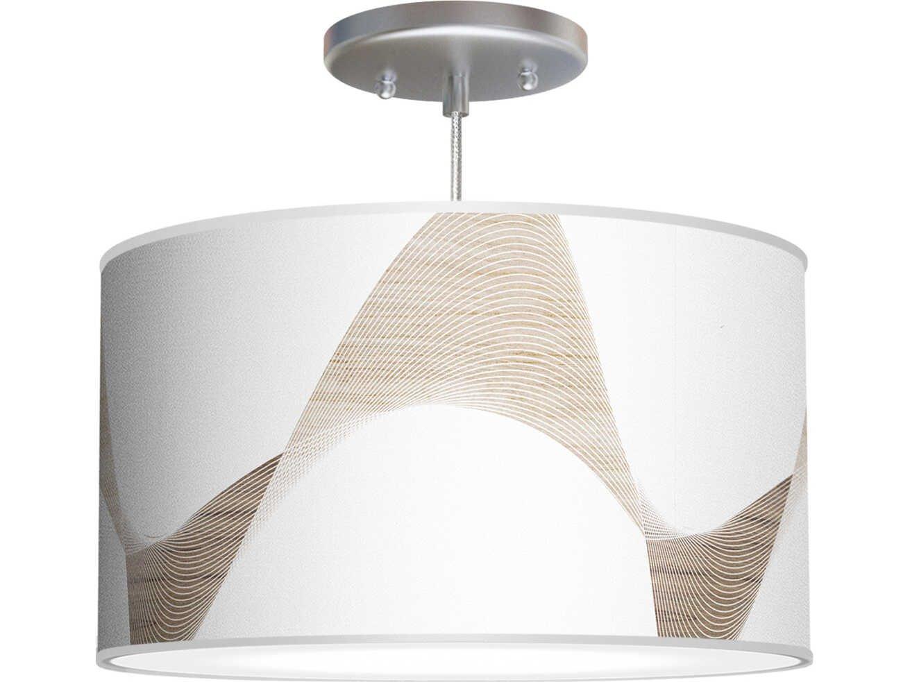 jefdesigns Wave Printed Thao 1-Light Brown Drum Pendant