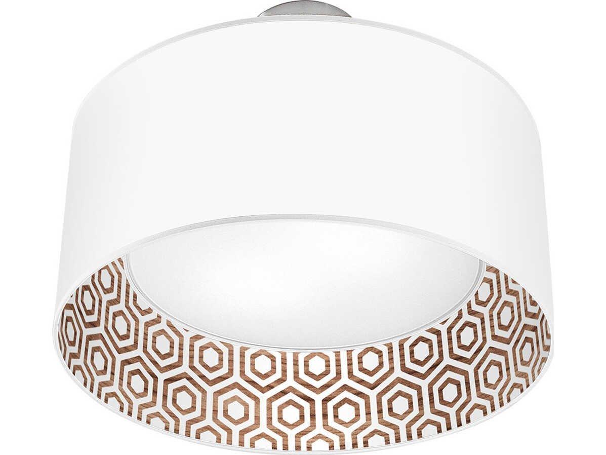 jefdesigns Hexagon Printed Inny 2-Light Brown Drum Flush Mount