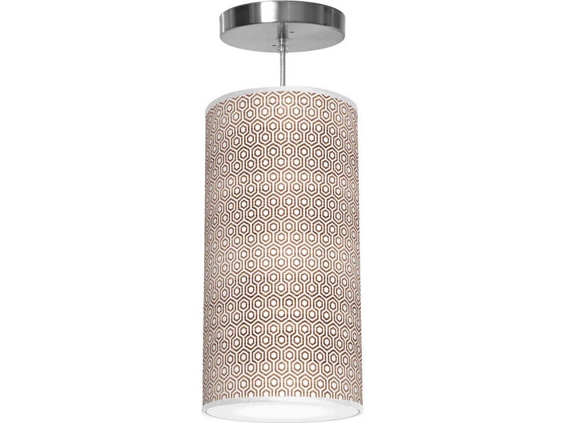 jefdesigns Hexagon Printed Lisha 1-Light Brown Cylinder Mini Pendant