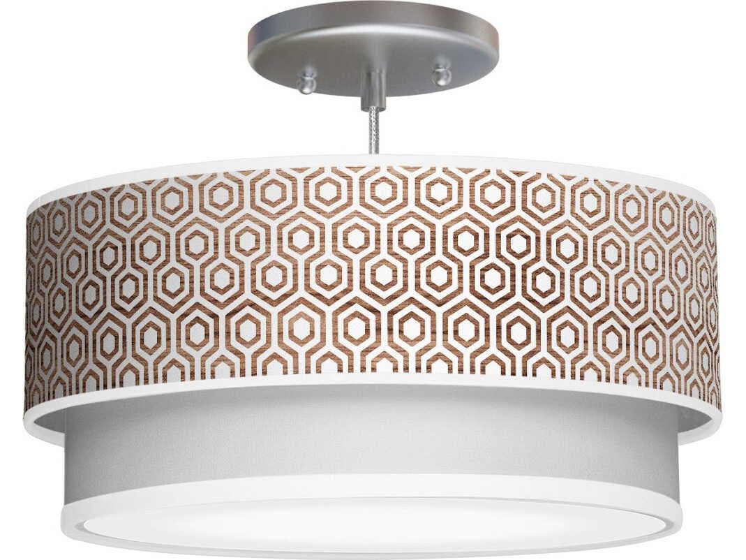 jefdesigns Hexagon Printed Luther 1-Light Brown Drum Tiered Mini Pendant