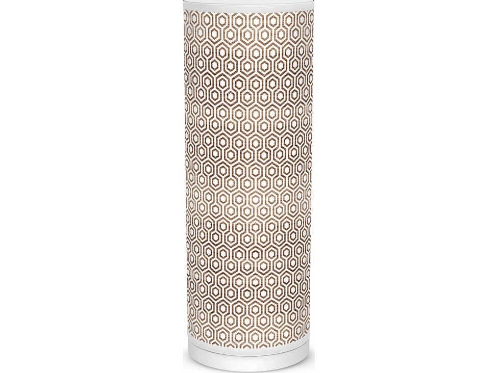 jefdesigns Hexagon Printed Tube Brown Table Lamp