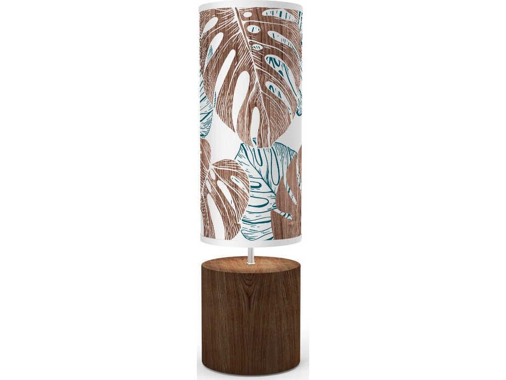 jefdesigns Monstera Leaf Printed Spin Brown Buffet Lamp