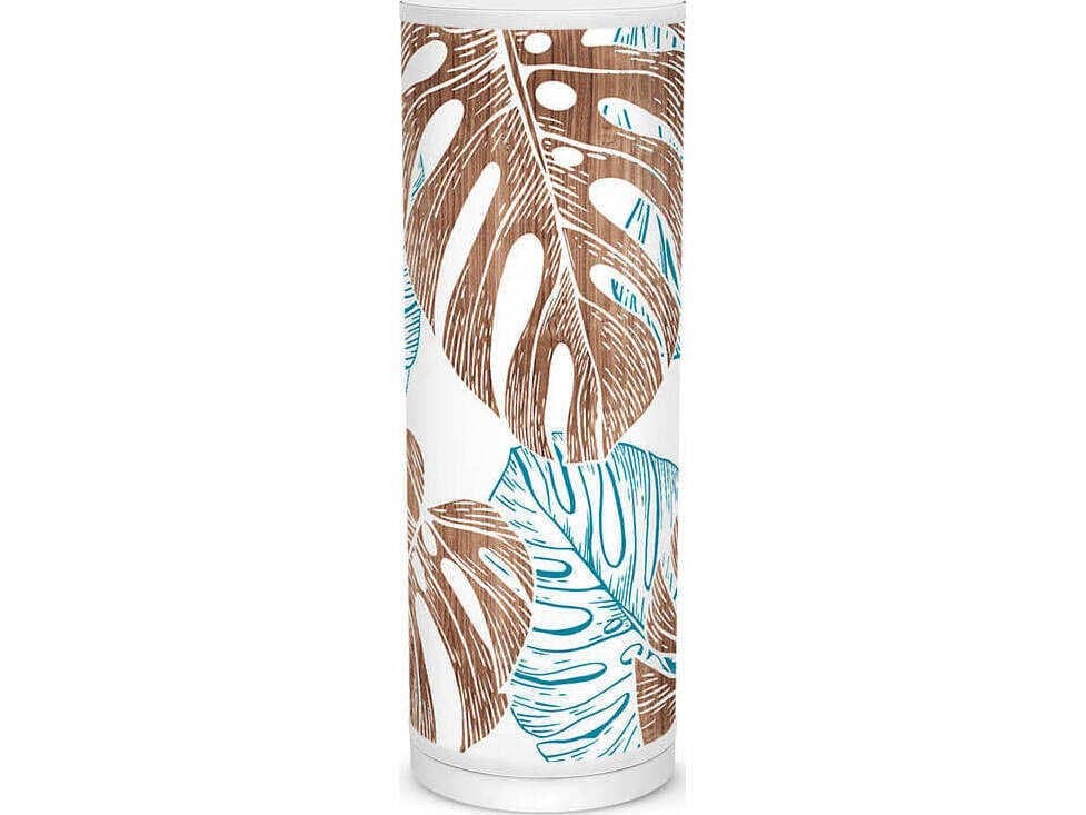 jefdesigns Monstera Leaf Printed Tube Blue Table Lamp