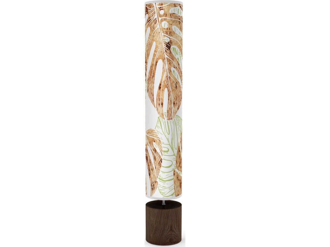 jefdesigns Monstera Leaf Printed Spin Brown Floor Lamp