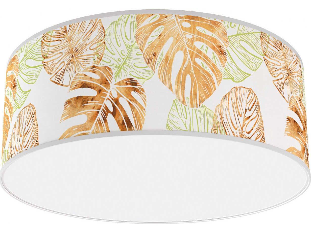 jefdesigns Monstera Printed Andrea 1-Light Green Drum Flush Mount