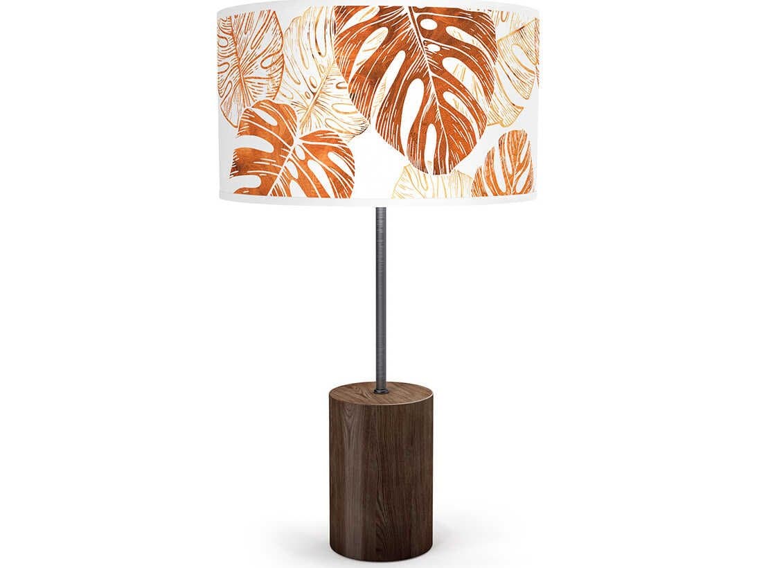 jefdesigns Monstera Printed Chuck Brown Buffet Lamp