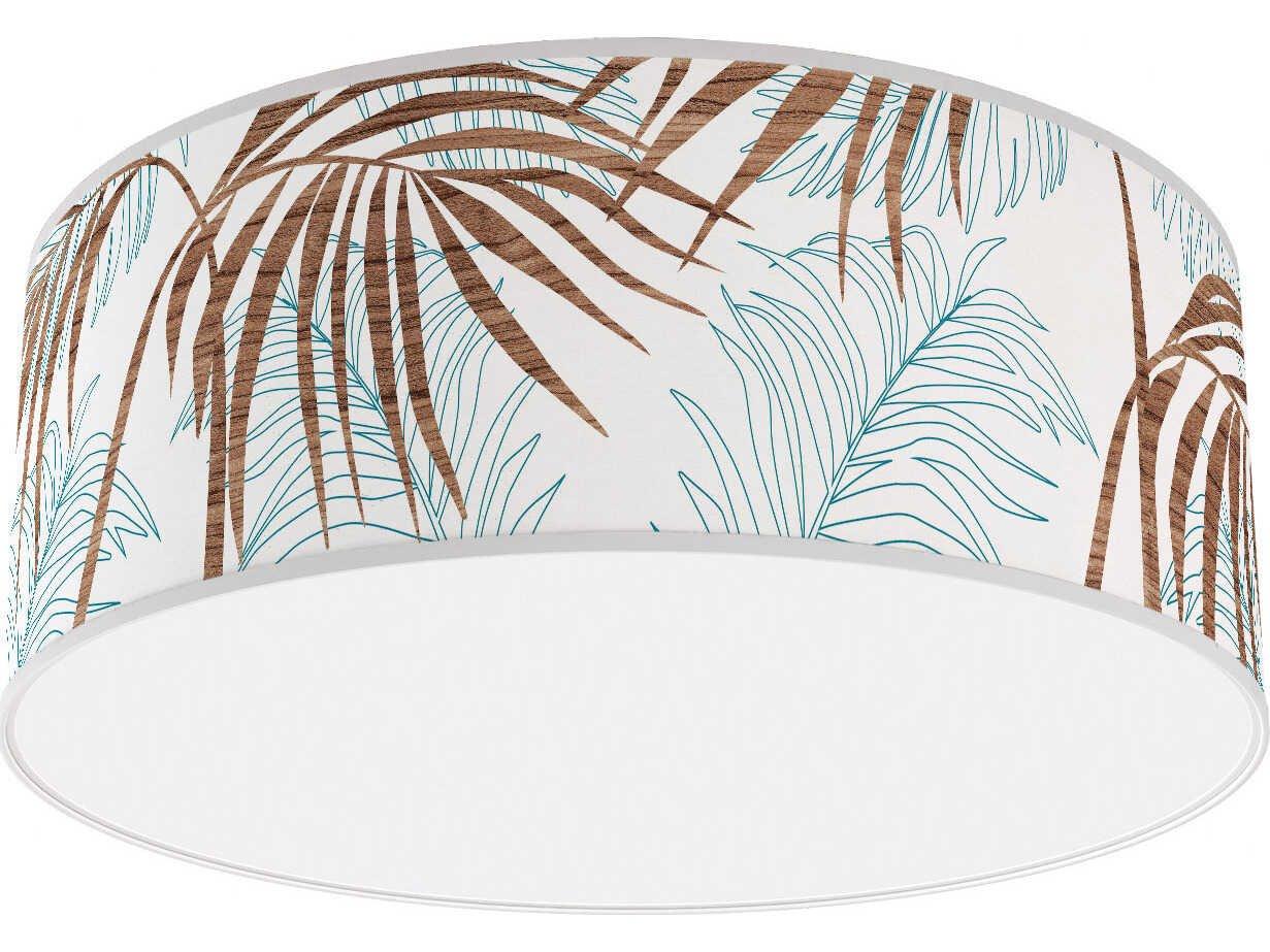 jefdesigns Palm Printed Andrea 1-Light Blue Drum Flush Mount