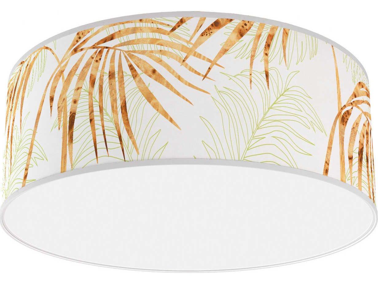 jefdesigns Palm Printed Andrea 1-Light Green Drum Flush Mount