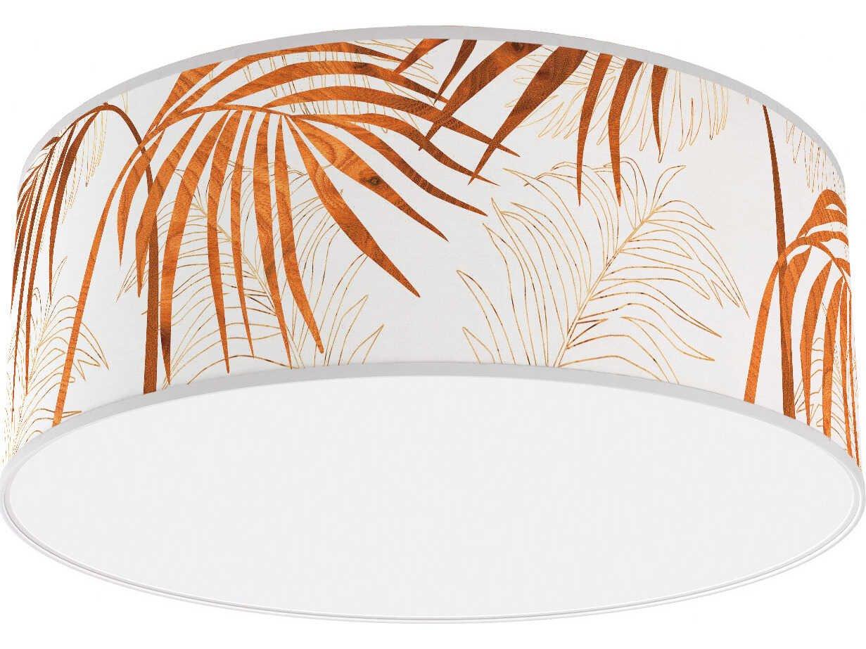 jefdesigns Palm Printed Andrea 1-Light Brown Drum Flush Mount