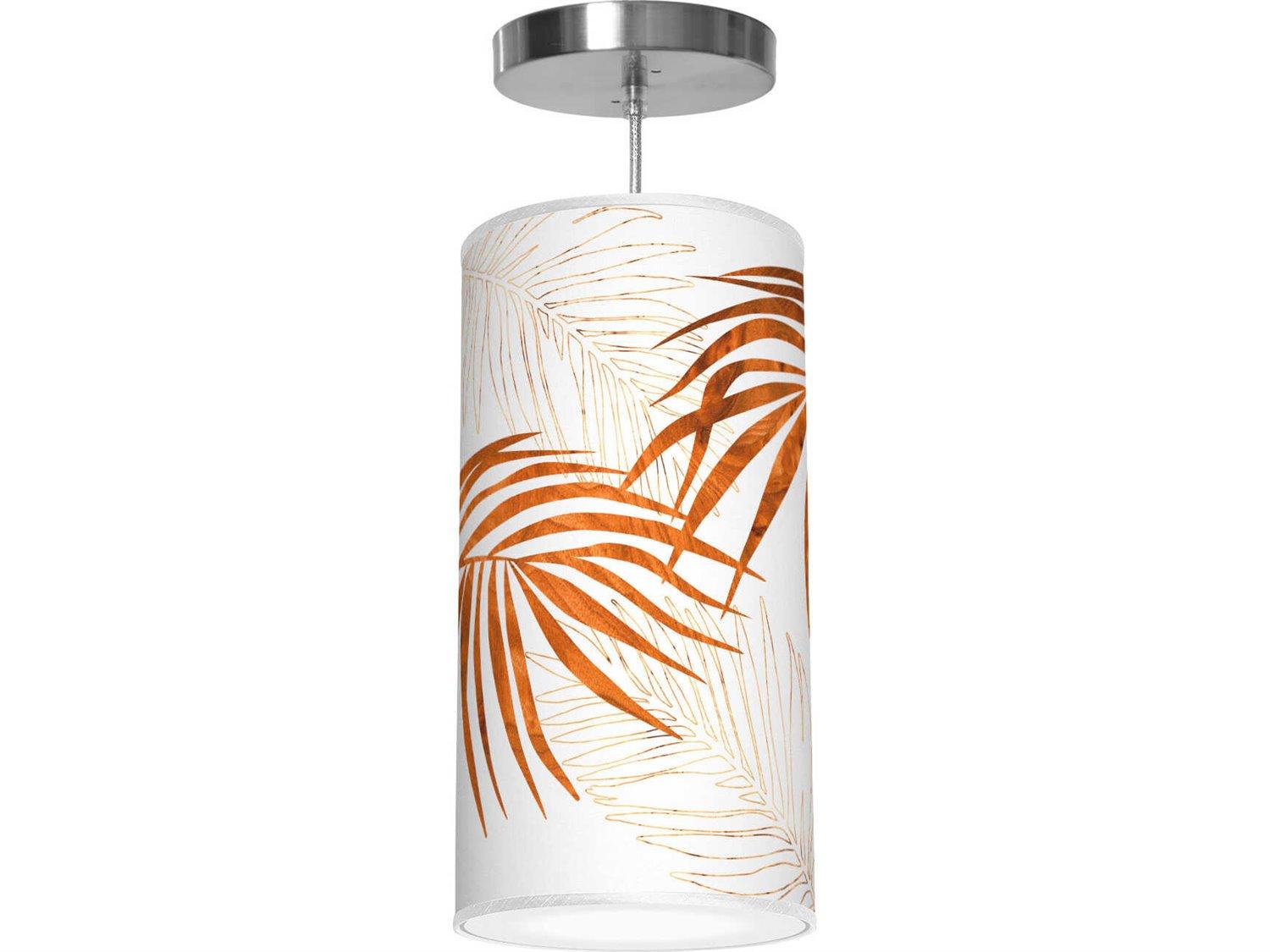 jefdesigns Palm Printed Lisha 1-Light Brown Cylinder Mini Pendant
