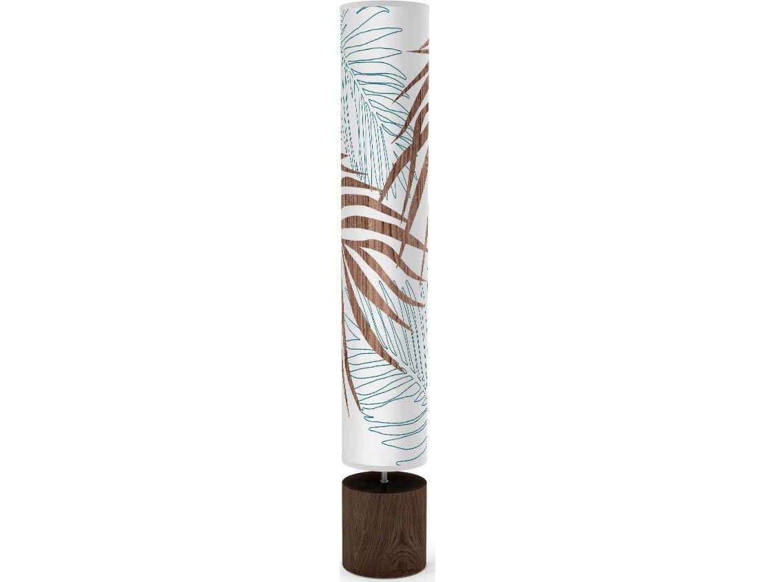 jefdesigns Palm Leaf Printed Spin Brown Floor Lamp