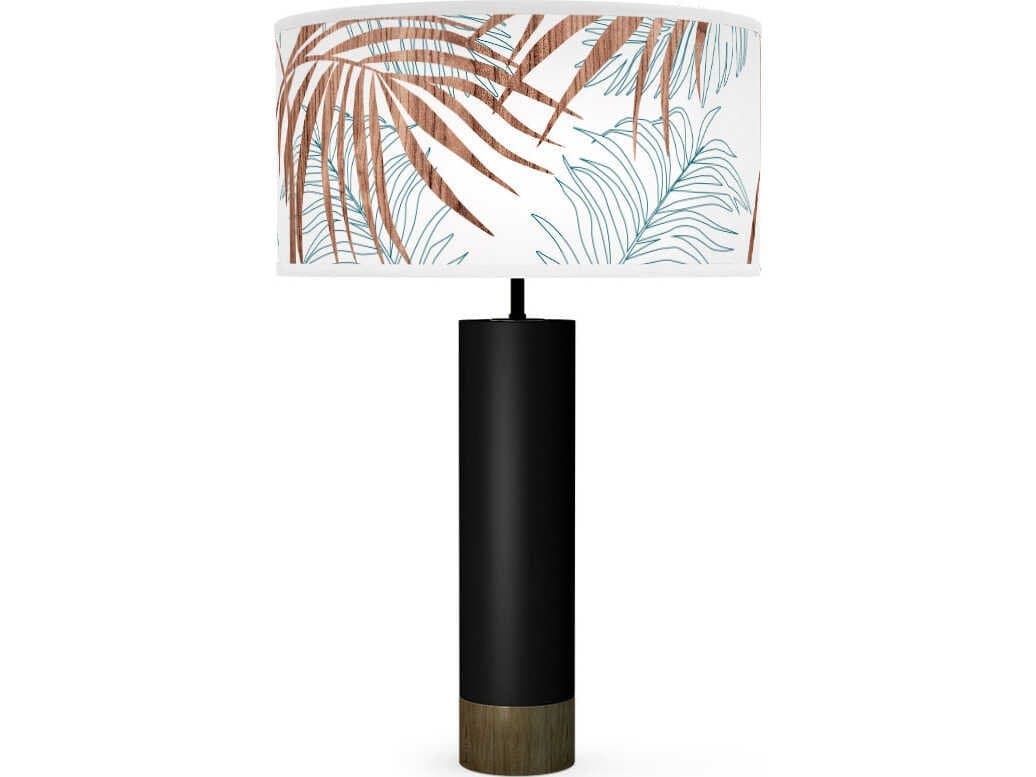 jefdesigns Palm Leaf Printed Thad Black Buffet Lamp