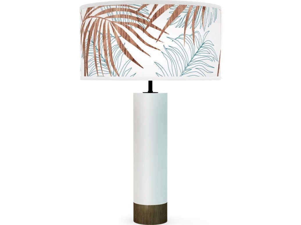 jefdesigns Palm Leaf Printed Thad White Buffet Lamp