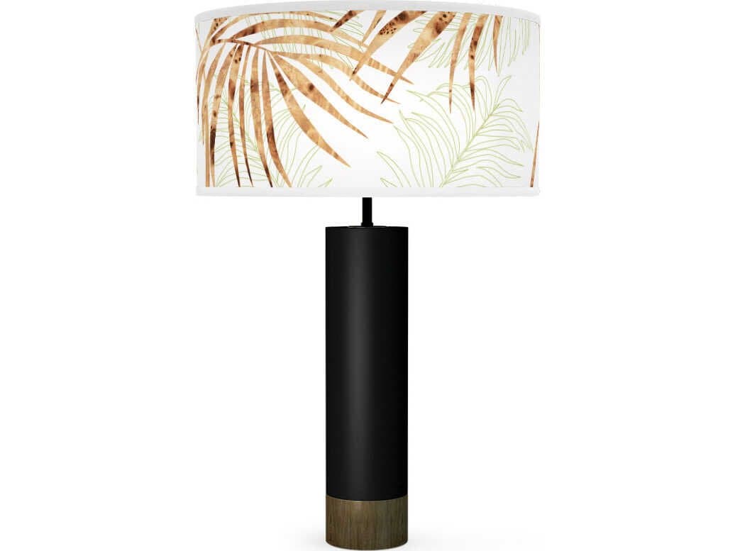 jefdesigns Palm Leaf Printed Thad Black Buffet Lamp