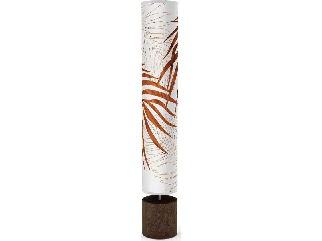 jefdesigns Palm Leaf Printed Spin Brown Floor Lamp