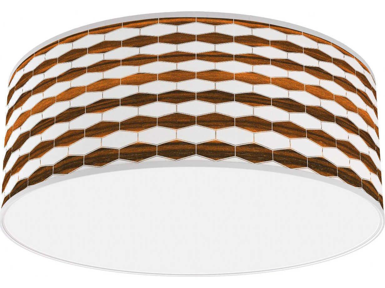 jefdesigns Weave Printed Andrea 1-Light Ebony Drum Flush Mount