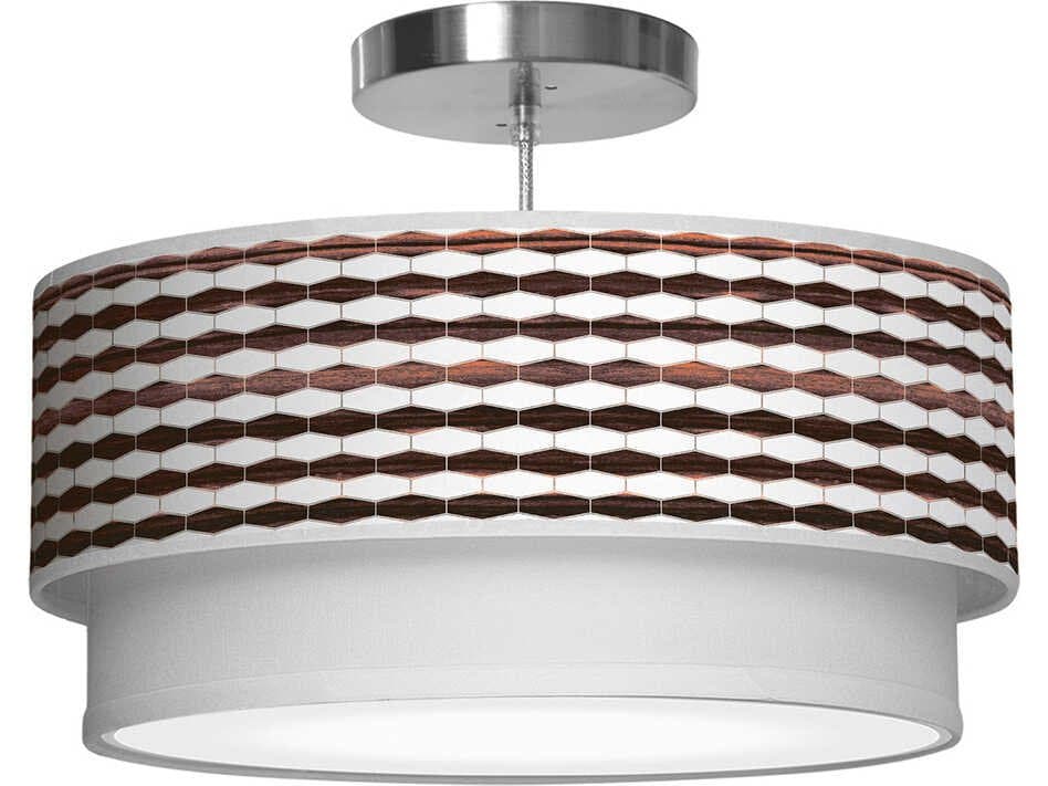 jefdesigns Weave Printed Luther 1-Light Ebony Drum Tiered Pendant