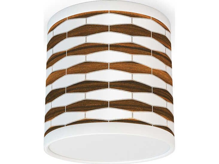jefdesigns Weave Printed Reed 1-Light Ebony Cylinder Flush Mount