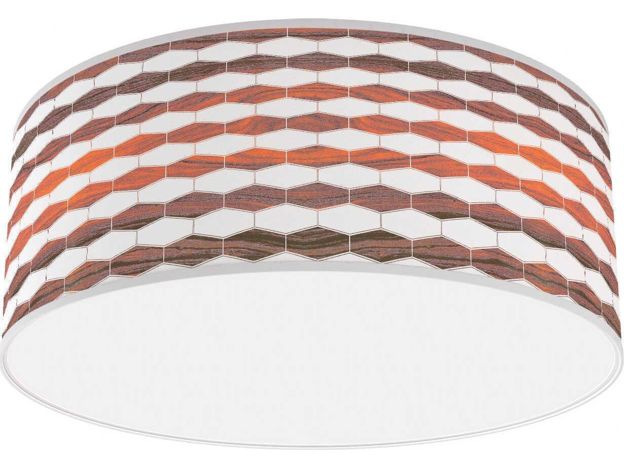 jefdesigns Weave Printed Andrea 1-Light Rosewood Drum Flush Mount