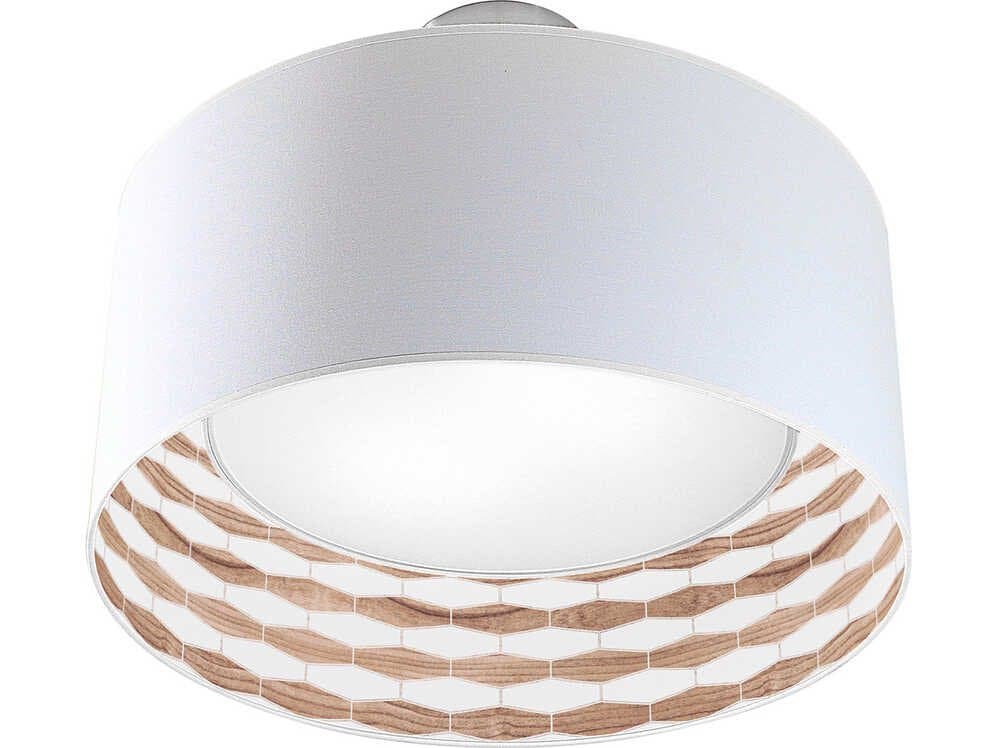 jefdesigns Weave Printed Inny 2-Light Walnut Drum Flush Mount