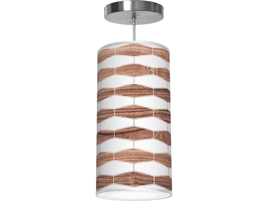 jefdesigns Weave Printed Lisha 1-Light Walnut Cylinder Mini Pendant