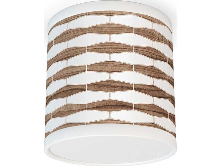 jefdesigns Weave Printed Reed 1-Light Walnut Cylinder Flush Mount