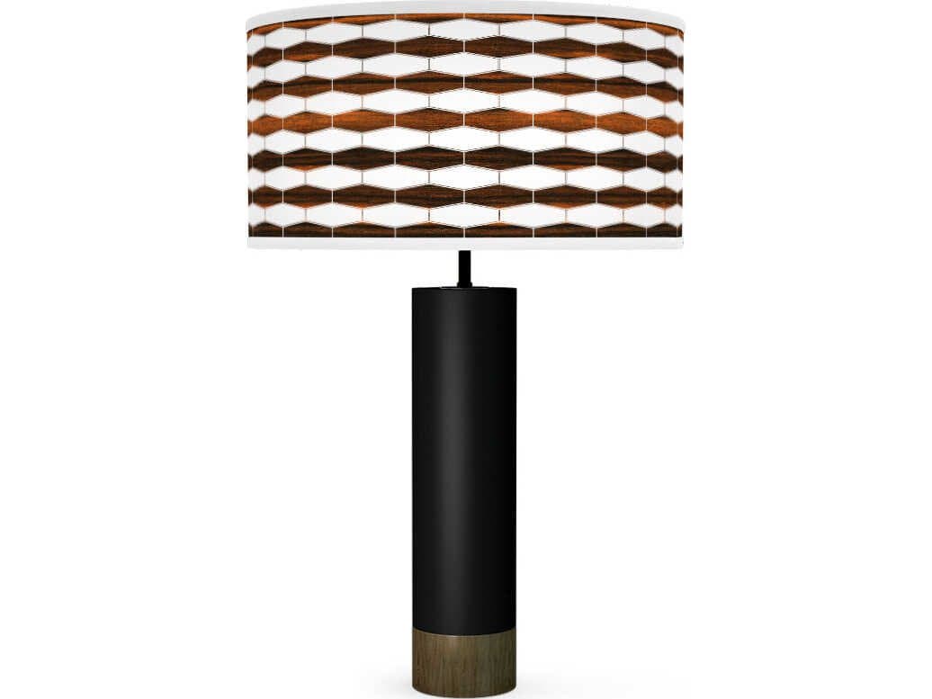 jefdesigns Weave Printed Thad Black Buffet Lamp