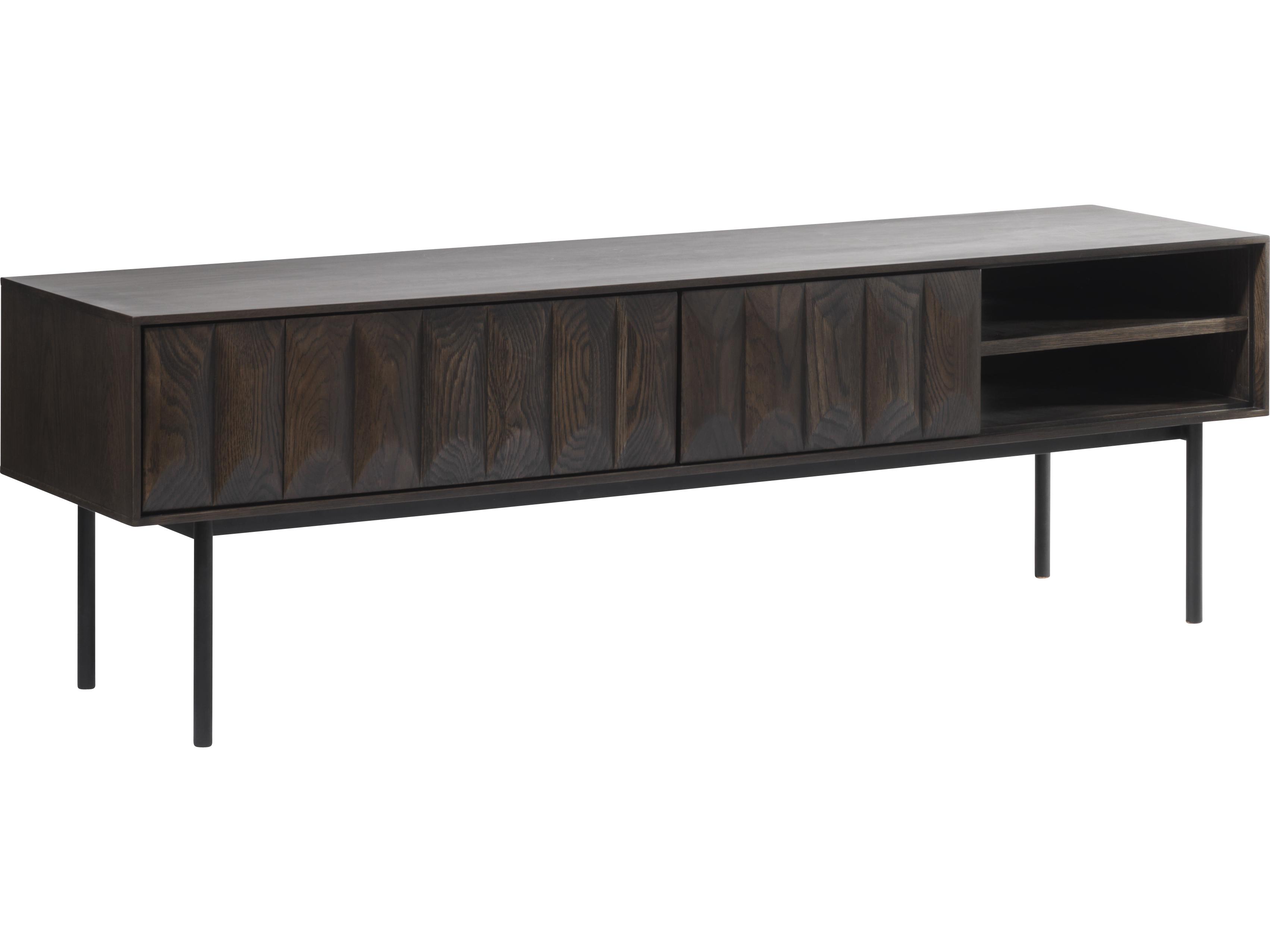 Unique Furniture Latina 63" Oak Wood Black Media Console