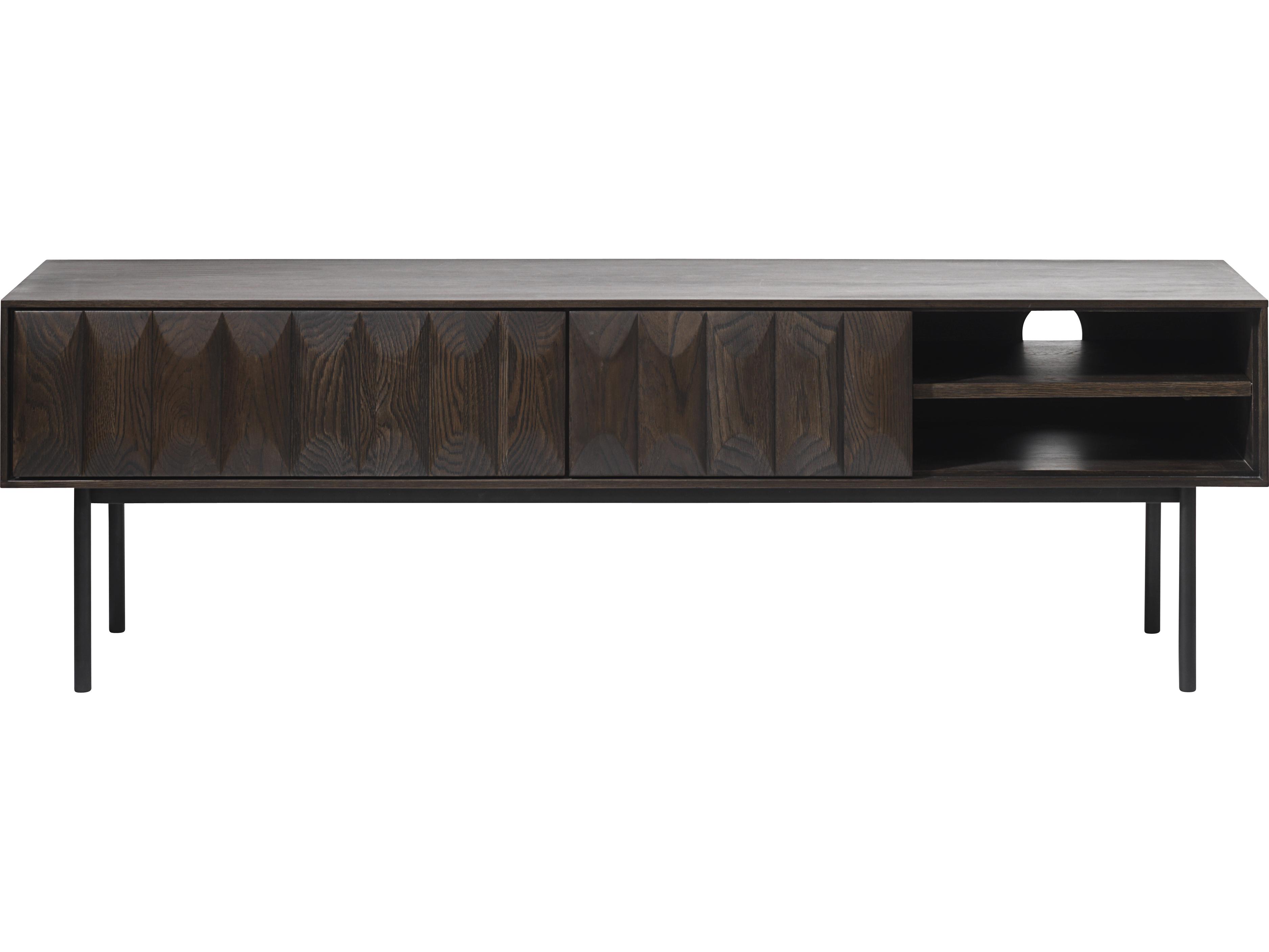 Unique Furniture Latina 63" Oak Wood Black Media Console